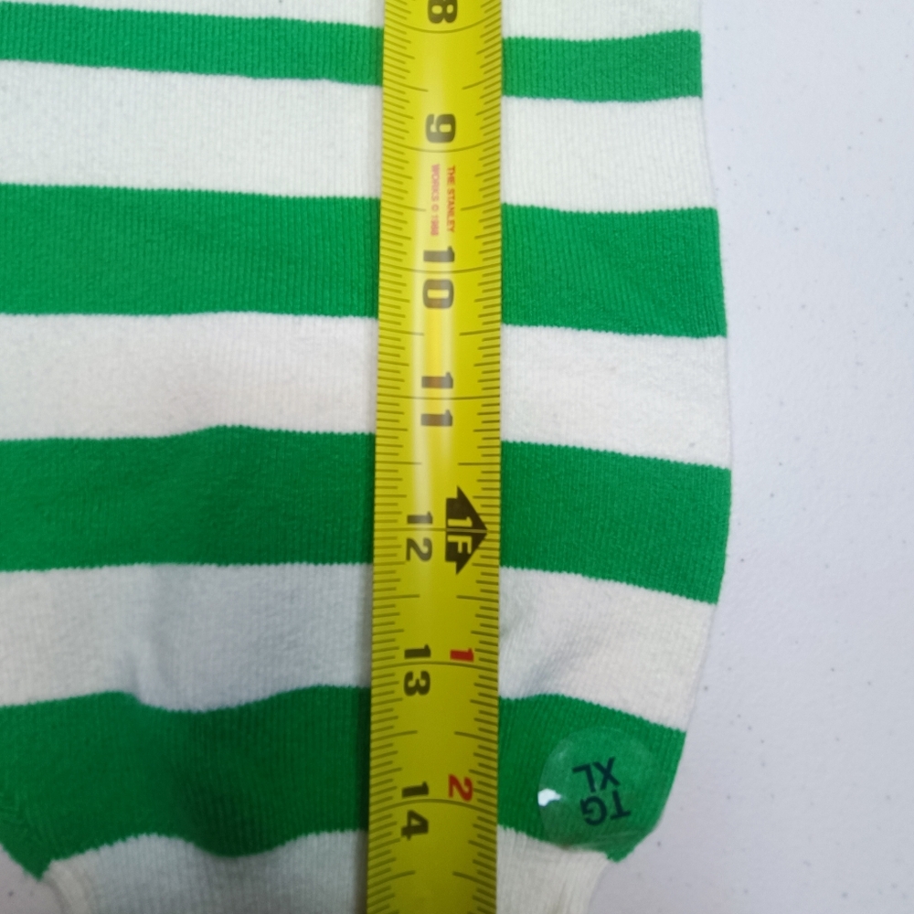 Daily Practice Preppy Boxy Cropped Striped Green and White Crew Neck Sweater 1X - Picture 13 of 13